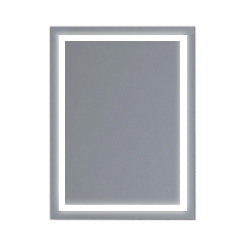 Modern rectangular bathroom mirror focus mirror 60 with sleek silver frame and bright led lighting along edges