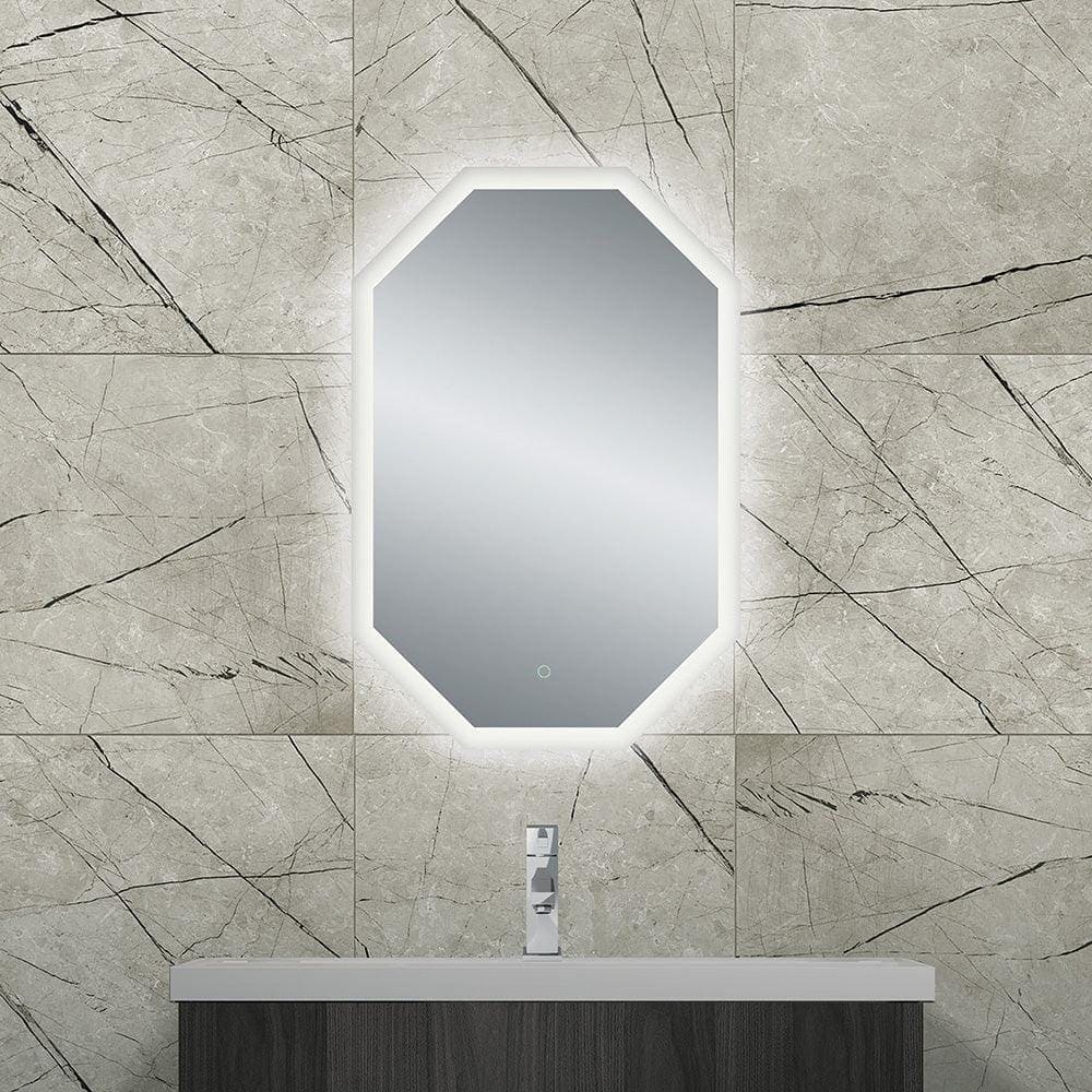 Octagonal grand deco mirror 60x90cm with sleek modern design and integrated led lighting around the frame