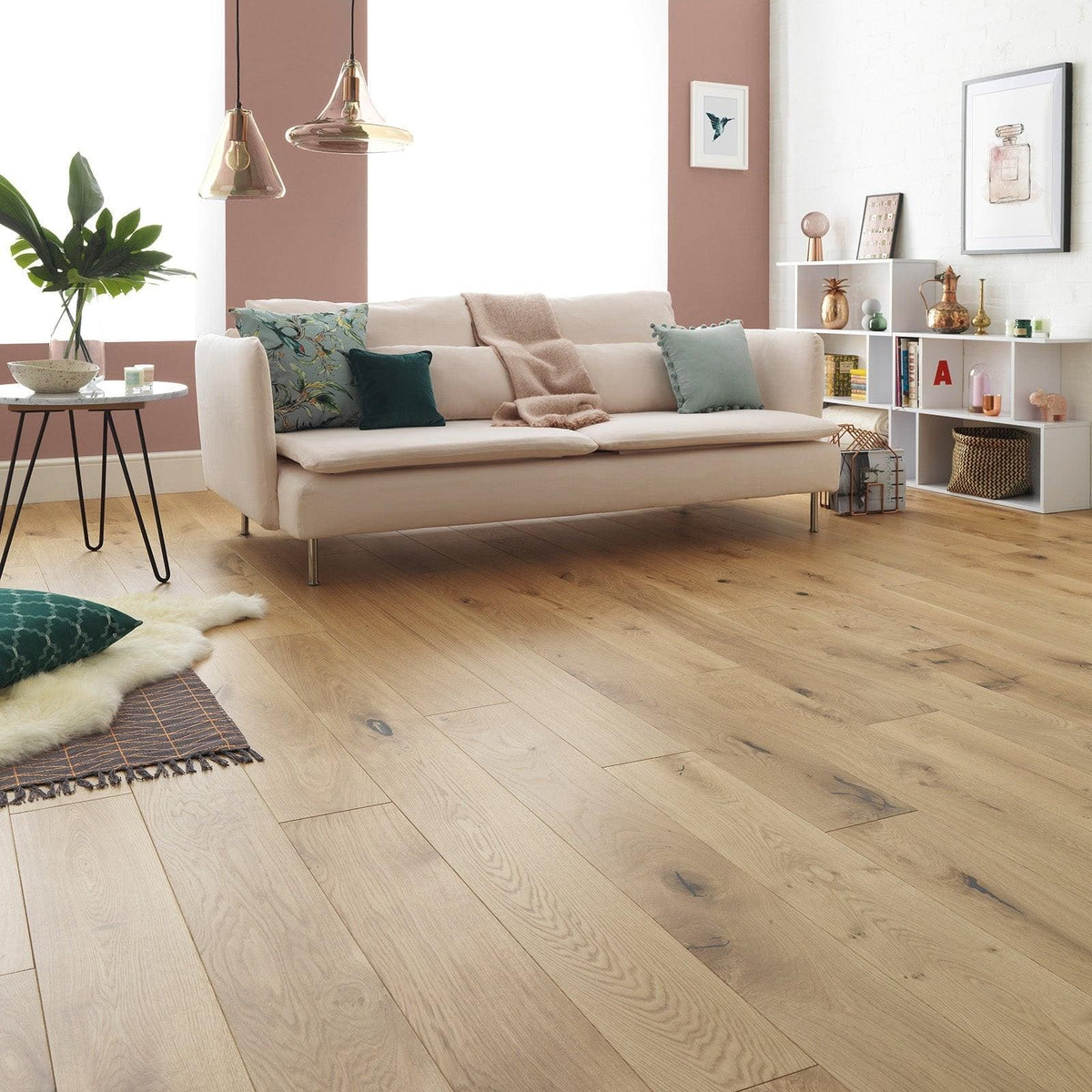 Light oak hardwood flooring harlech rustic oak with natural wood grain pattern and subtle knots