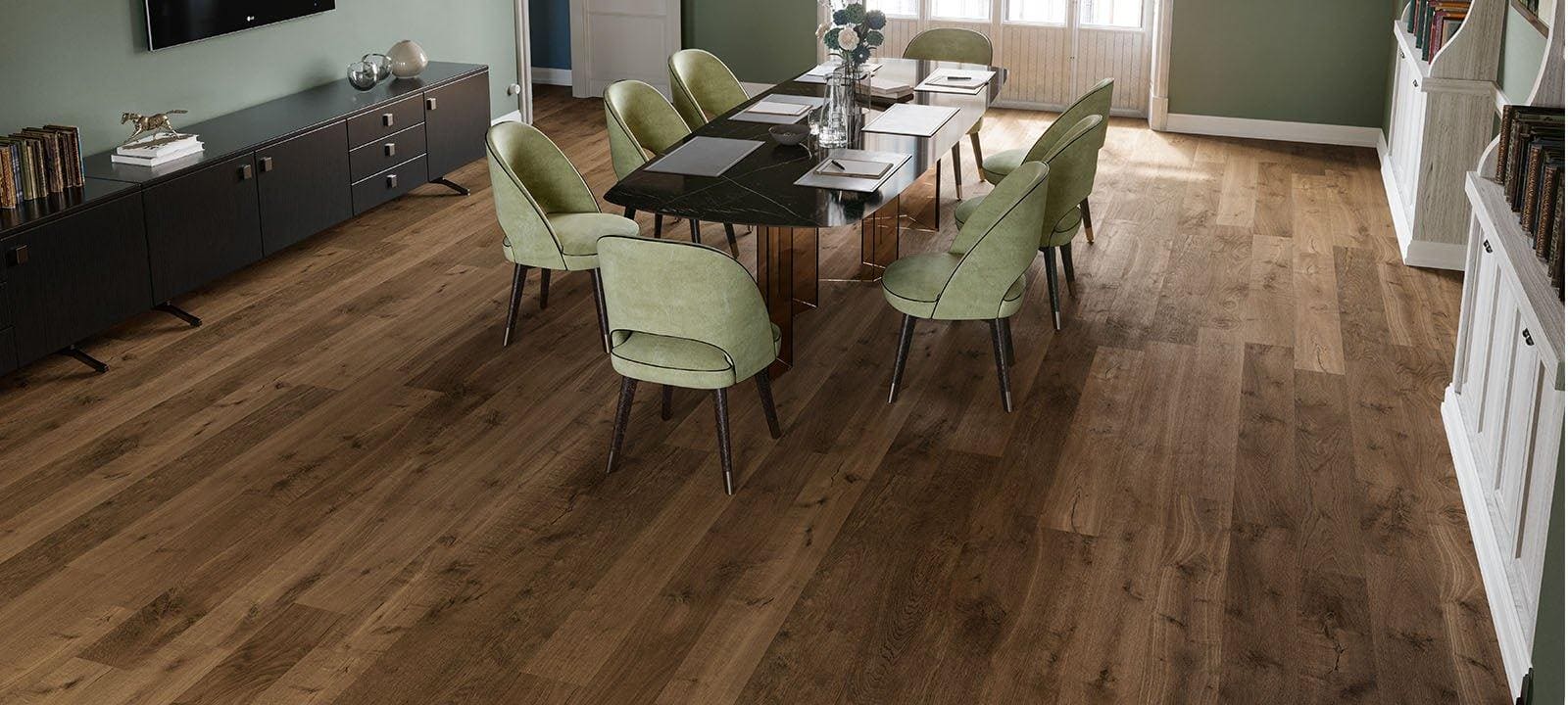 Heartwood Moka Matt 20 x 120cm shown as flooring
