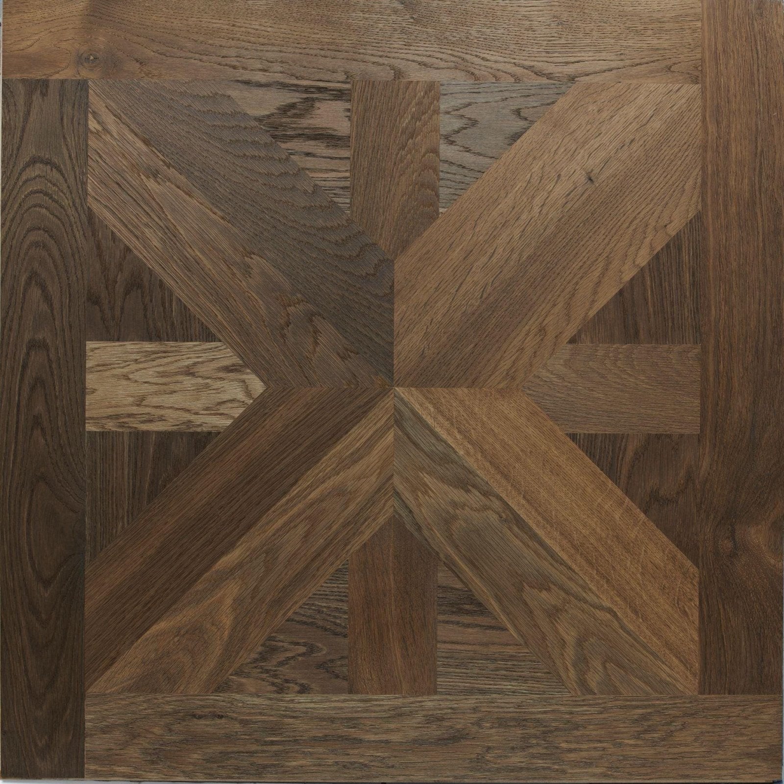 Dark brown hardwood floor tile with geometric x-pattern design highgrove aged oak for stylish interior flooring