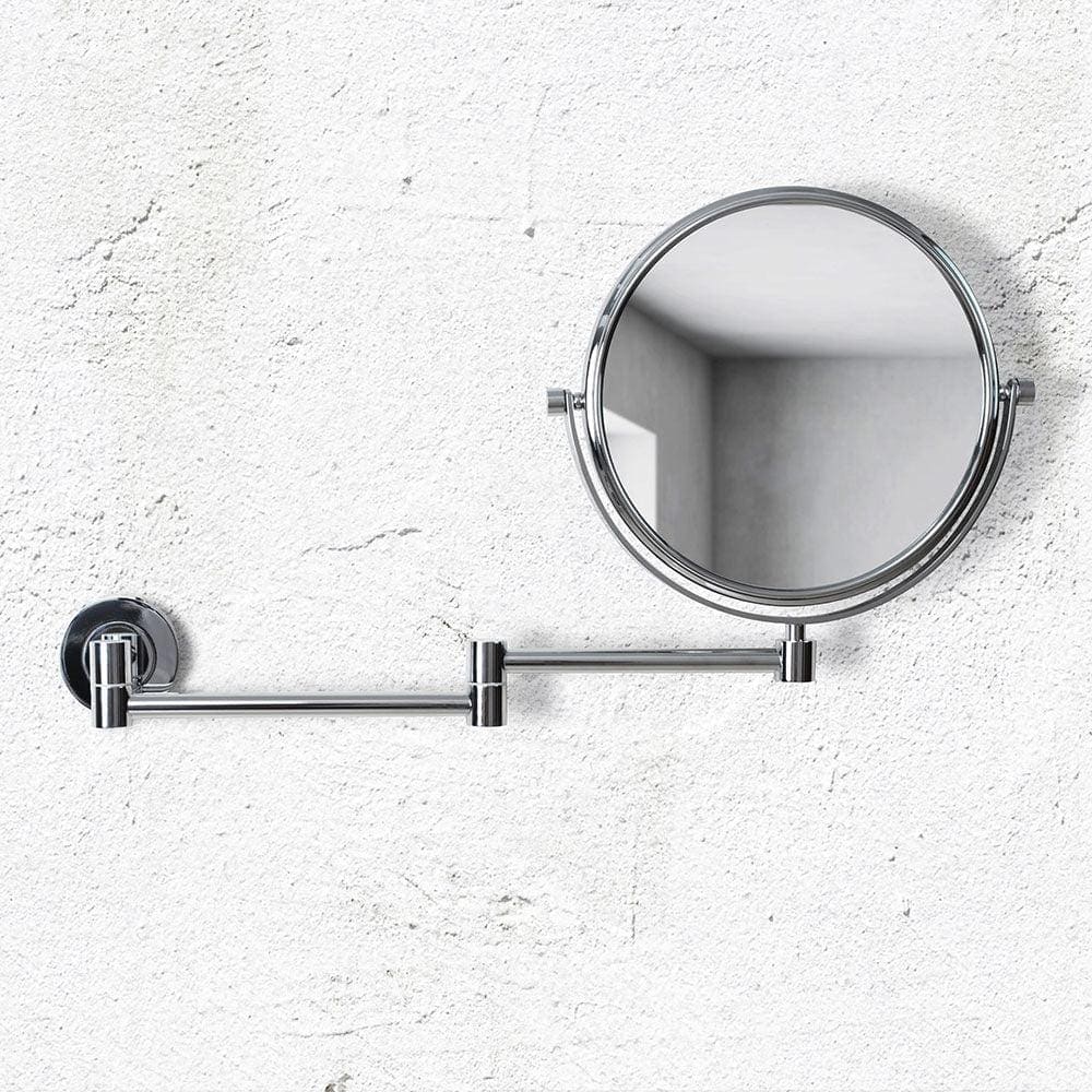 Hutton reversible 5x magnifying wall mirror chrome finished with circular mirror and adjustable articulated arm