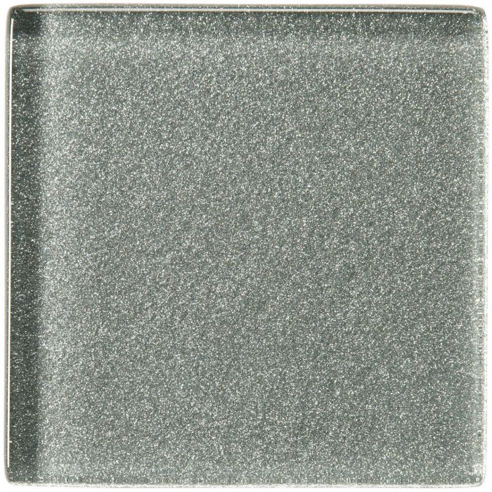 Hydrus Constellation Glass 100 x 100mm square metallic grey glass tile with a speckled textured surface