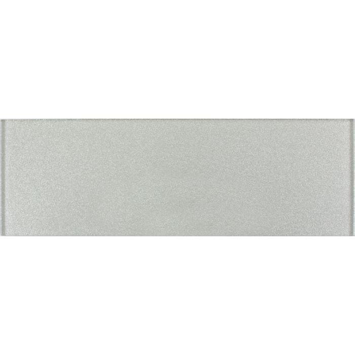 Silver textured rectangular Hydrus Constellation glass tile 300 x 100mm for wall and surface decoration