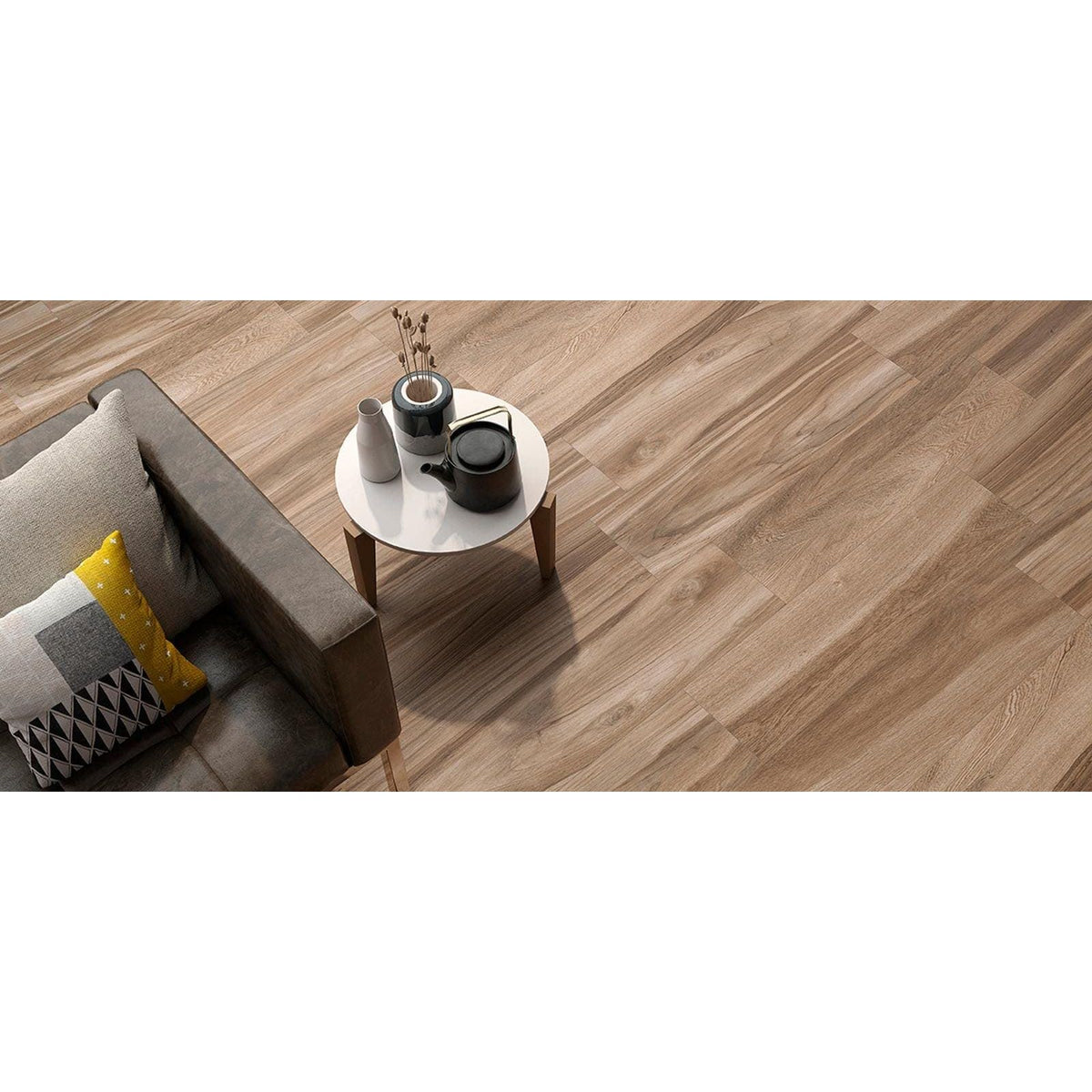 Light brown wood grain laminate flooring panel keywood natural 22.5 x 90cm ideal for home interiors