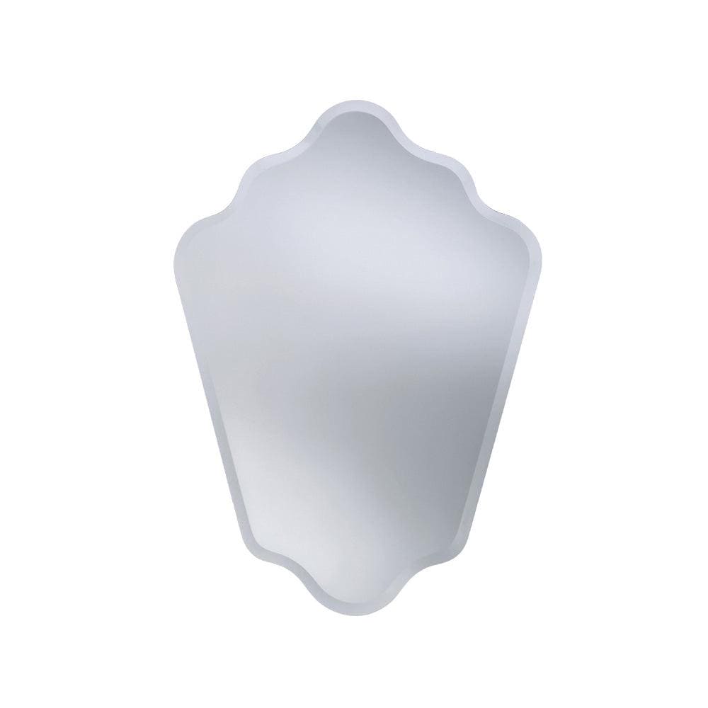 A sleek silver-framed kora mirror 60x80cm with scalloped edge design perfect for stylish home decor