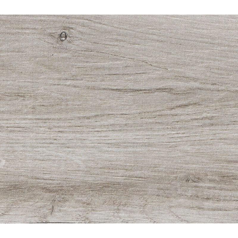 Landes Gris gray wood-grain laminate flooring with subtle natural grain patterns and faint knots