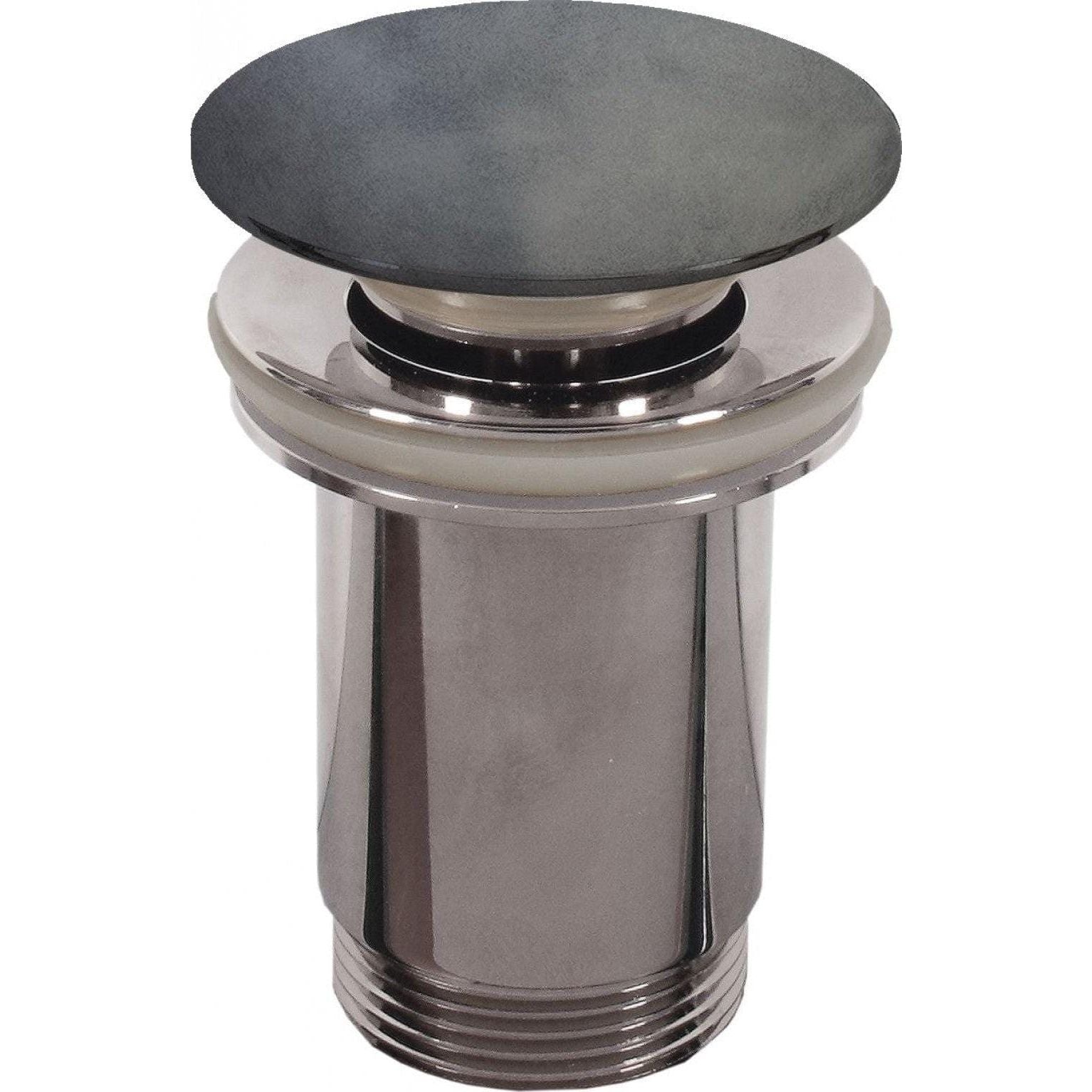 Lavabo Berlin Graphite chrome finished sink drain with matte black circular push-button top for bathroom sinks