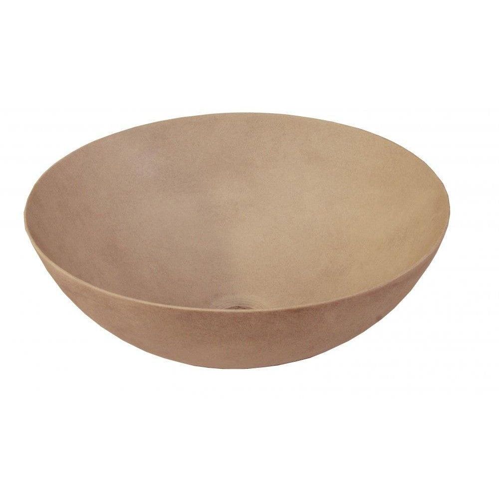 Beige matte finish ceramic vessel sink lavabo berlin terra with a smooth rounded bowl shape for bathroom use