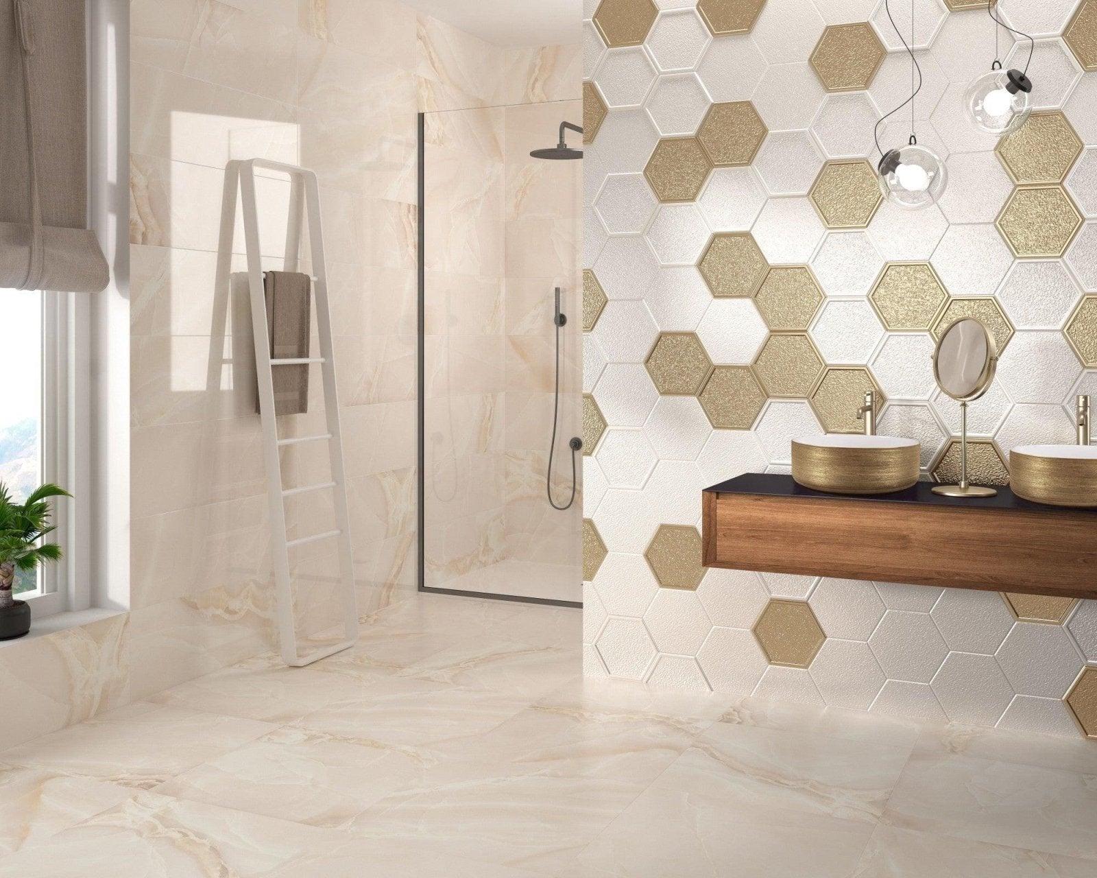 Lavabo Heller White & Gold