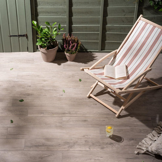 Lignum Grey Natural Rectified Glazed Porcelain Wall & Floor Tile 1000x165mm