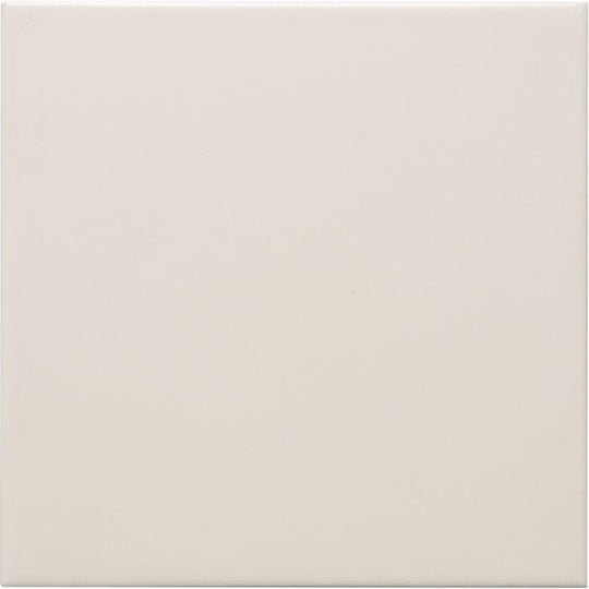 Cream-colored square ceramic Lily Satin Field tile with smooth glossy finish ideal for walls and floors