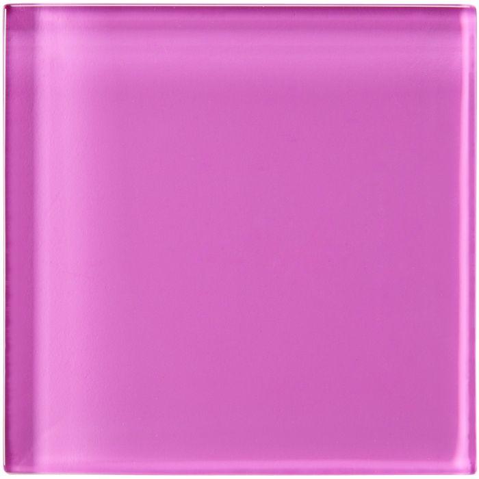 Mackenzie clear glass 100 x 100mm translucent glossy pink square glass tile with smooth edges and subtle sheen