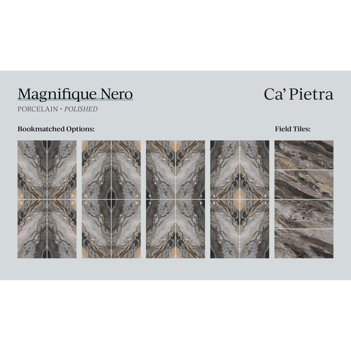 Magnifique porcelain nero polished tiles with elegant gray black and beige veining patterns for interior use