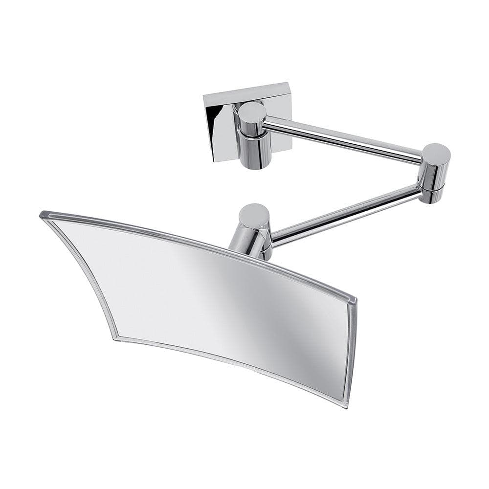 Chrome finished adjustable wall-mounted vanity mirror with sleek rectangular frame and curved edges maldive square magnifying mirror chrome