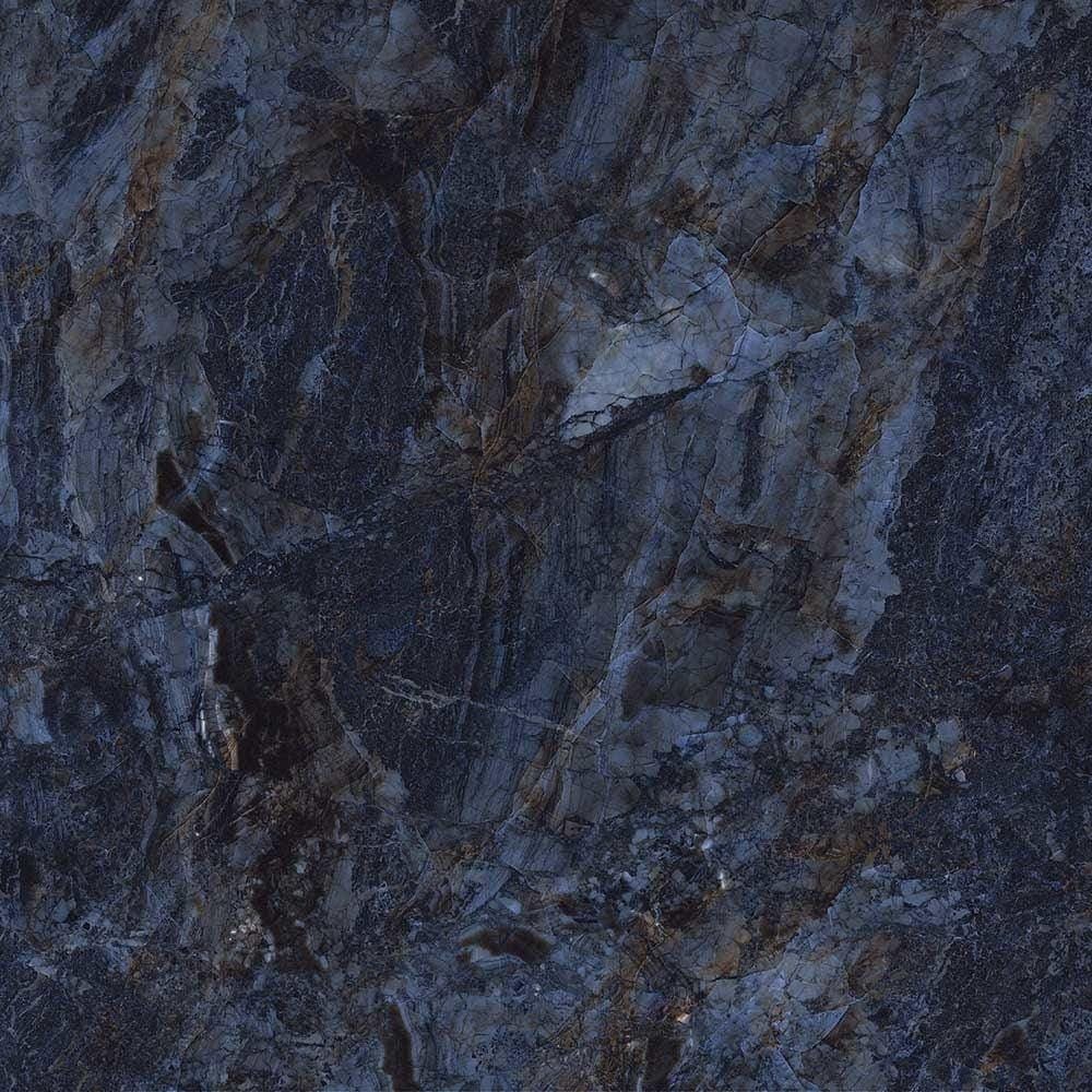 Dark blue marble ocean rock with swirling gray and brown veining ideal for elegant interior surfaces