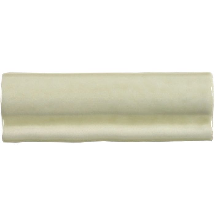 Cream-colored glossy ceramic tile with subtle wavy texture from mere torus moulding collection