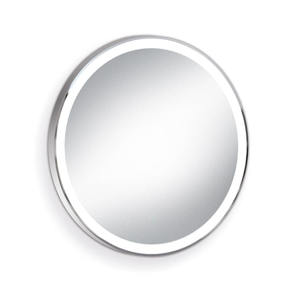 Meridian Mirror 60cm chrome circular vanity mirror with sleek chrome frame and integrated LED lighting around the edge