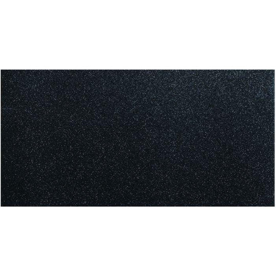Black textured meteor sparkling effect glass 600 x 300mm with speckled granular surface for decorative use