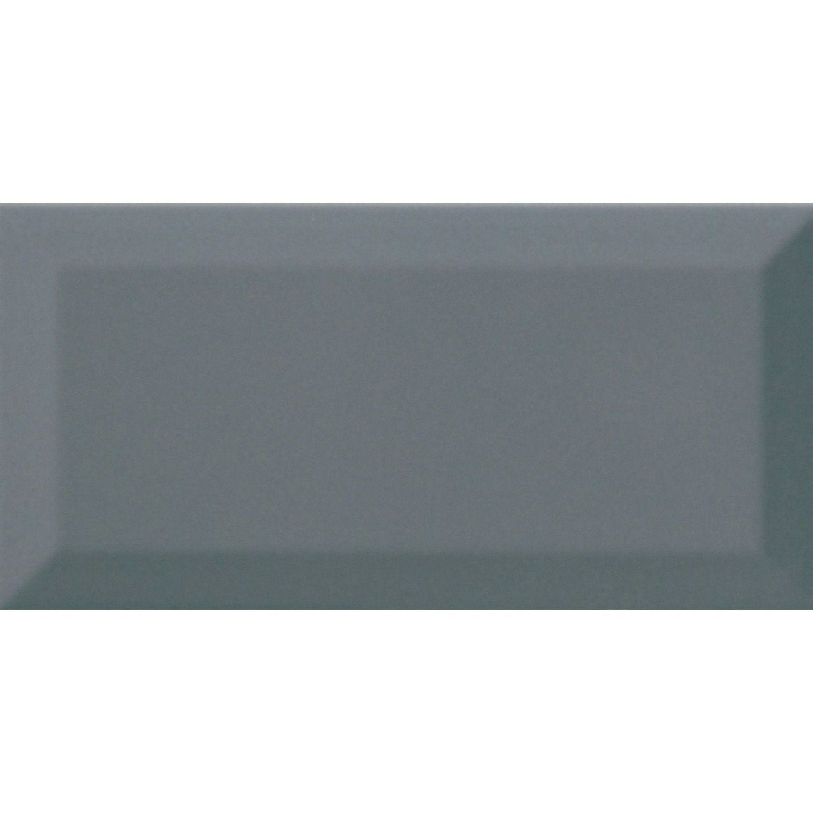 A sleek matte-finished rectangular metro avon gloss tile in muted gray-blue with subtle raised edges