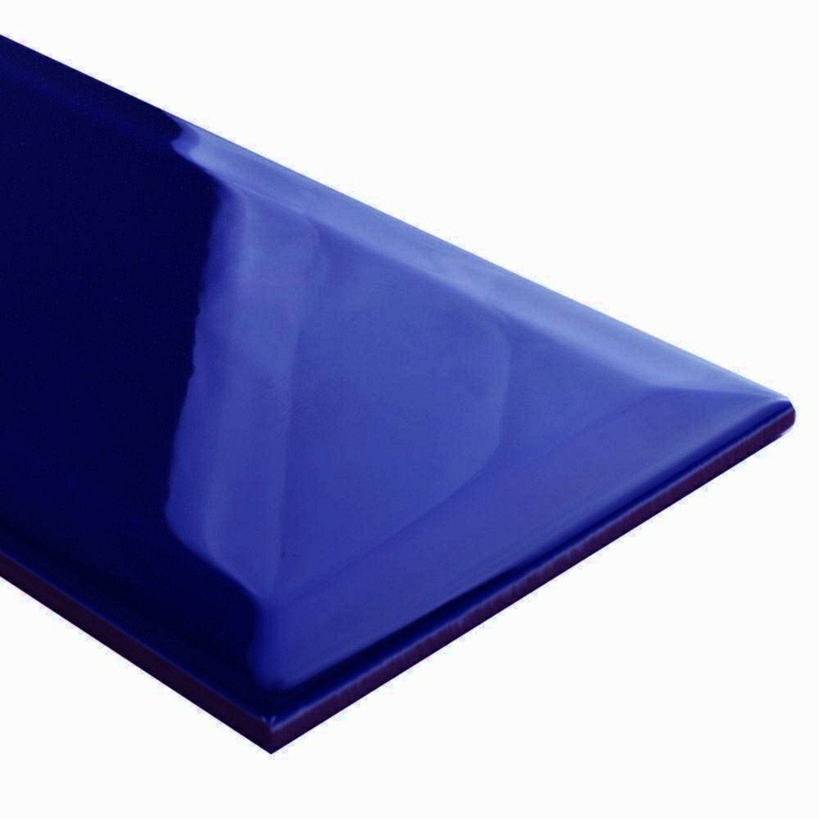 Deep blue glossy ceramic tile metro cobalto gloss with smooth reflective surface ideal for modern interiors