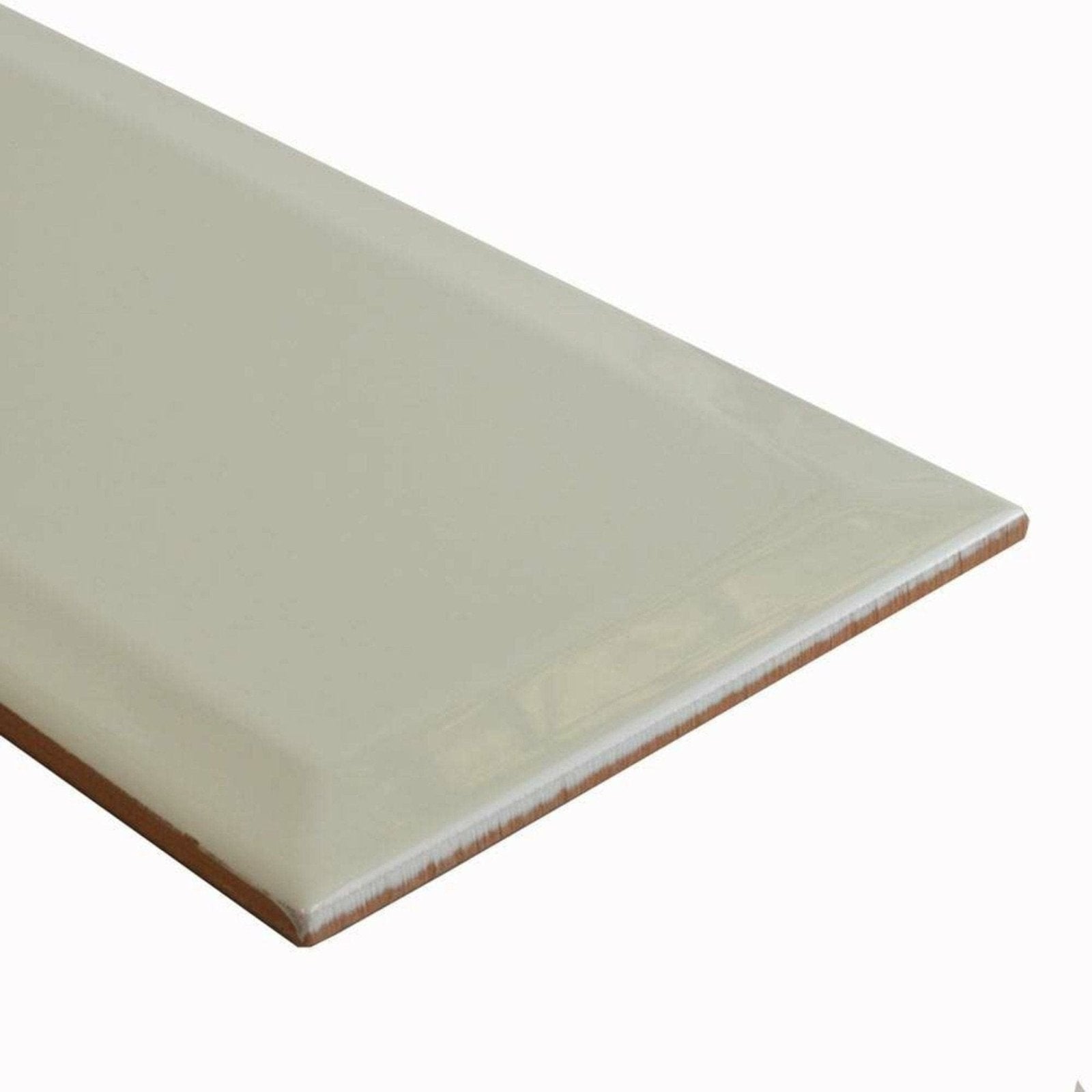 A sleek matte beige ceramic tile with subtle glossy sheen and brownish edges from metro light grey gloss collection