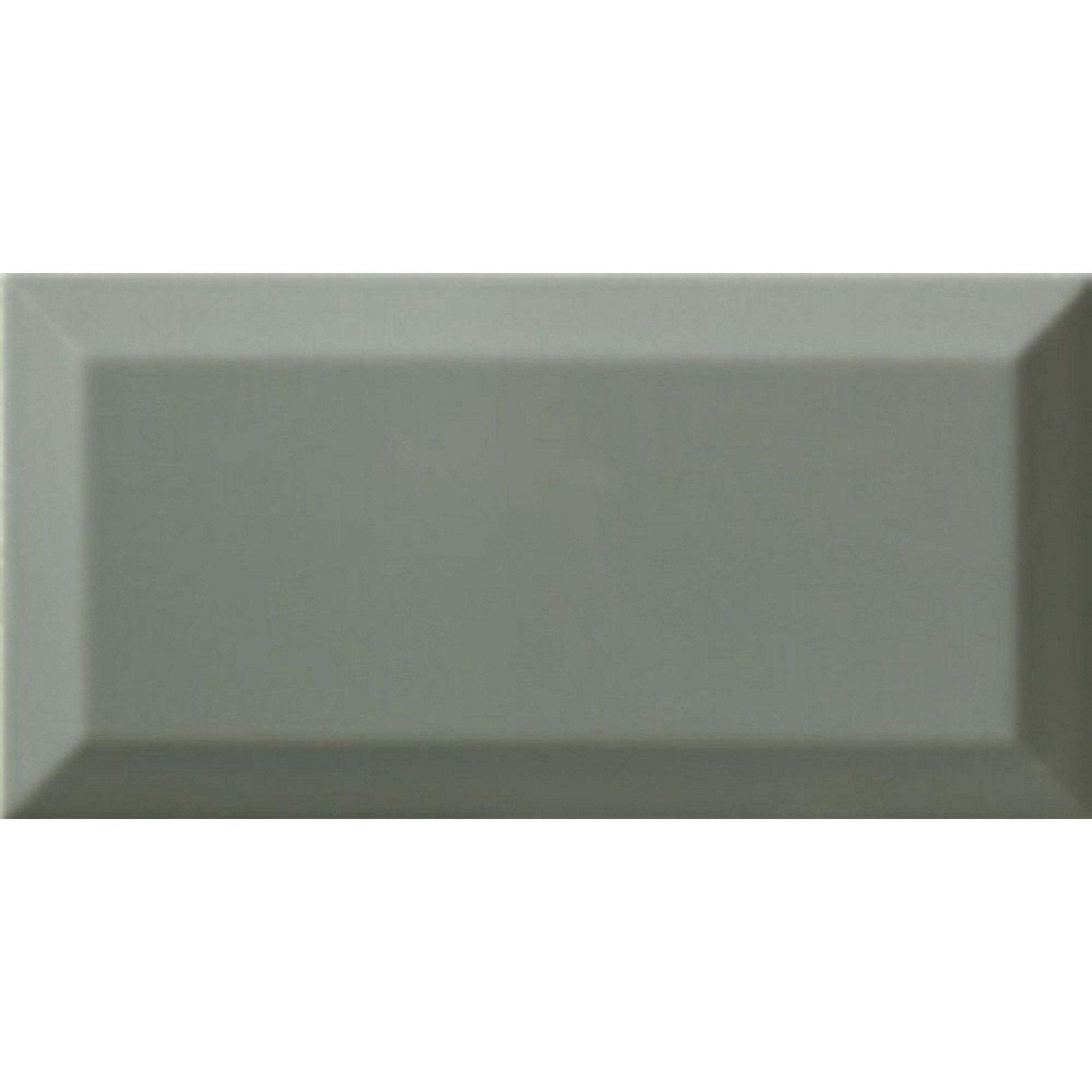 A sleek matte finished rectangular tile in muted sage green with subtle beveled edges from the Metro Sage Gloss collection