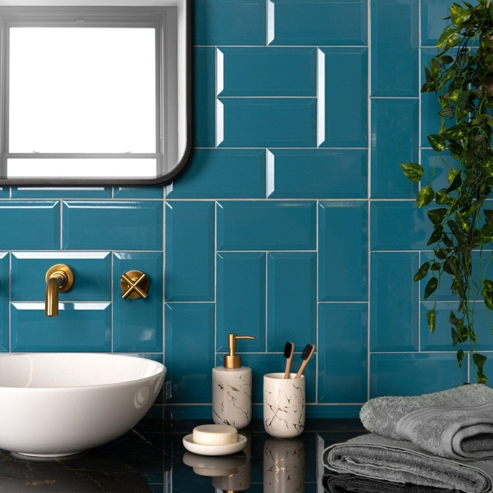 Metro Teal Gloss in a bathroom setting (2)