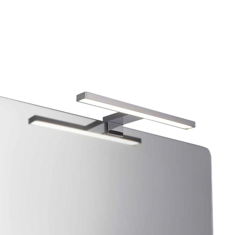 Modern chrome-finished metro wall mirror light with sleek rectangular design and energy-efficient led illumination
