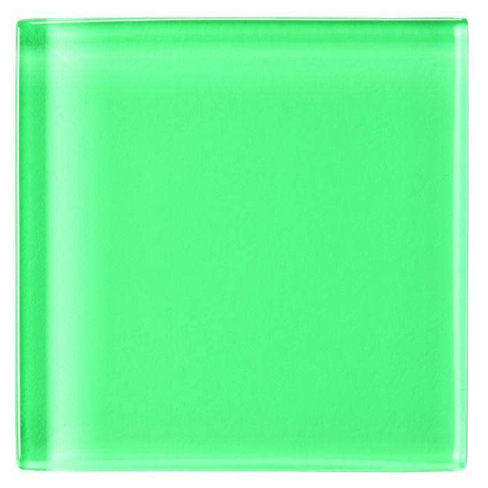 Mississippi clear glass tile 100 x 100mm smooth vibrant green translucent tile with glossy finish
