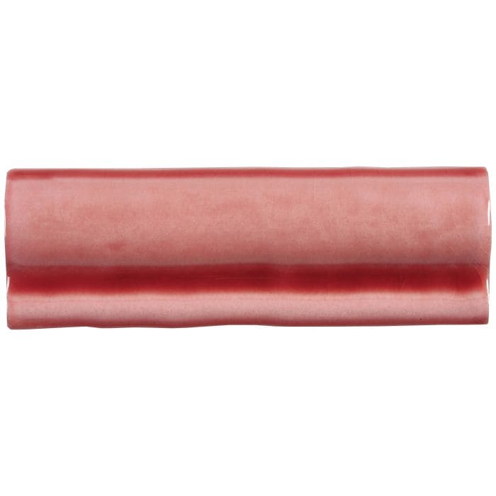 Musk torus moulding ceramic tile with matte finish soft pink base and darker red horizontal stripe centerpiece