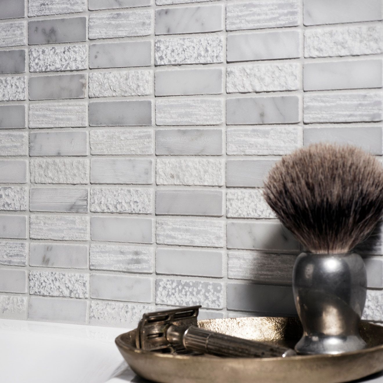 Nares Running Brick Marble Mosaic