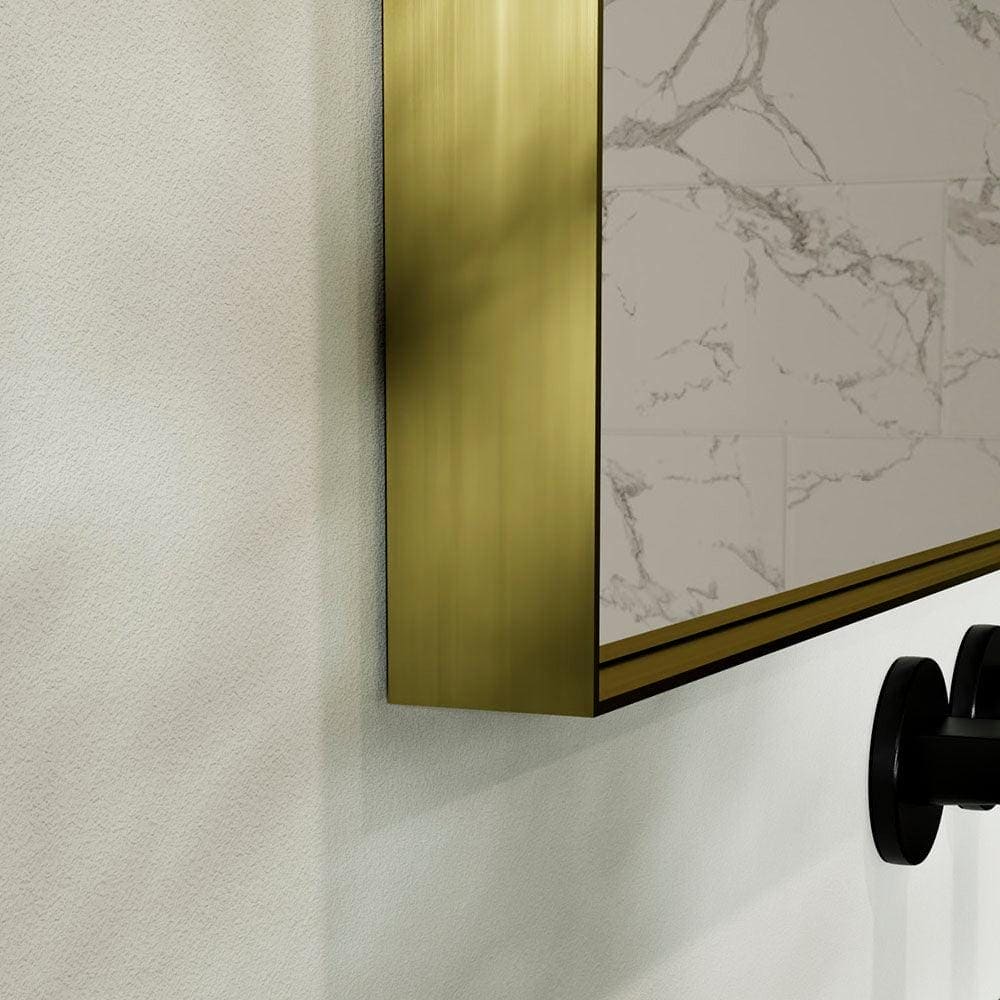 Newington rectangular mirror 100x80cm with a gold frame and sleek brushed brass metallic finish