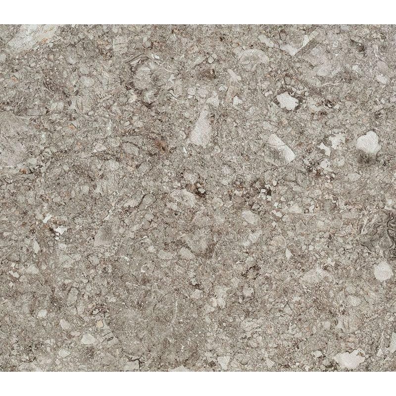 Norway Gra Matt grey terrazzo-effect tiles with a speckled stone surface