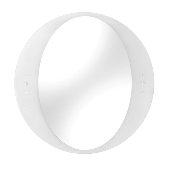 Opera white mirror 60cm white oval mirror with modern frame and small embedded crystals along edges