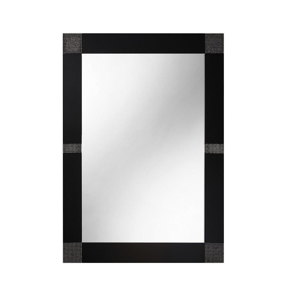 Opus black mirror 60x80cm with a sleek black frame adorned by silver rhinestone accents at corners and midpoints