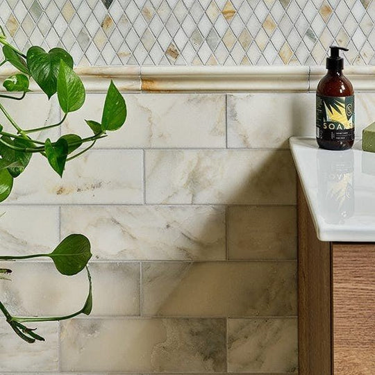Palazzo Oro Marble Honed Moulding Wall Tile 30.5x5cm - alternate view
