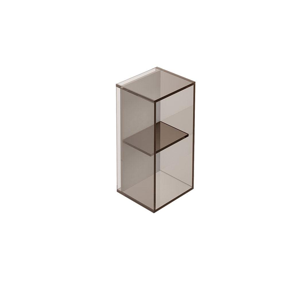 Transparent smoked acrylic two-tier shelf unit with sleek minimalist design rectangular bronze pier glass 2 box shelf