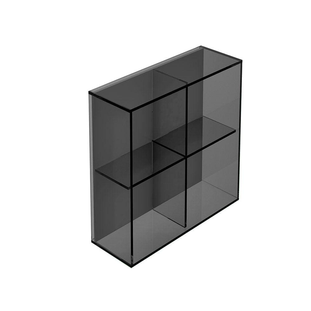Pier glass 4 box shelf square black is a black translucent acrylic storage unit with six modern minimalist compartments