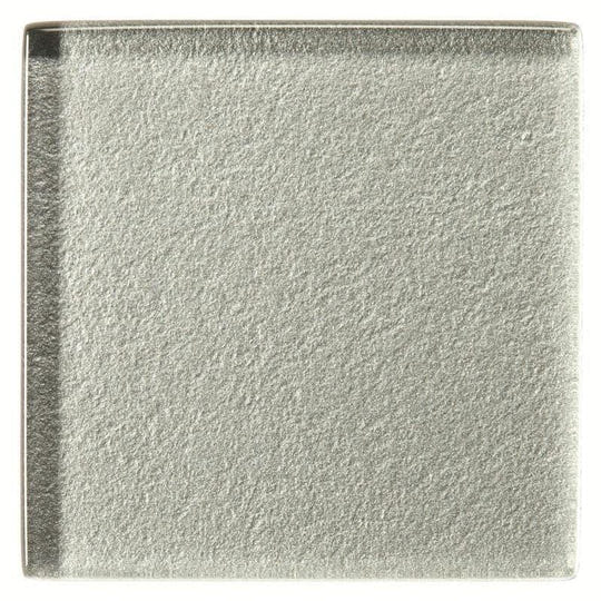 Silver metallic square tile with textured slightly rough surface from proteus metallica glass collection