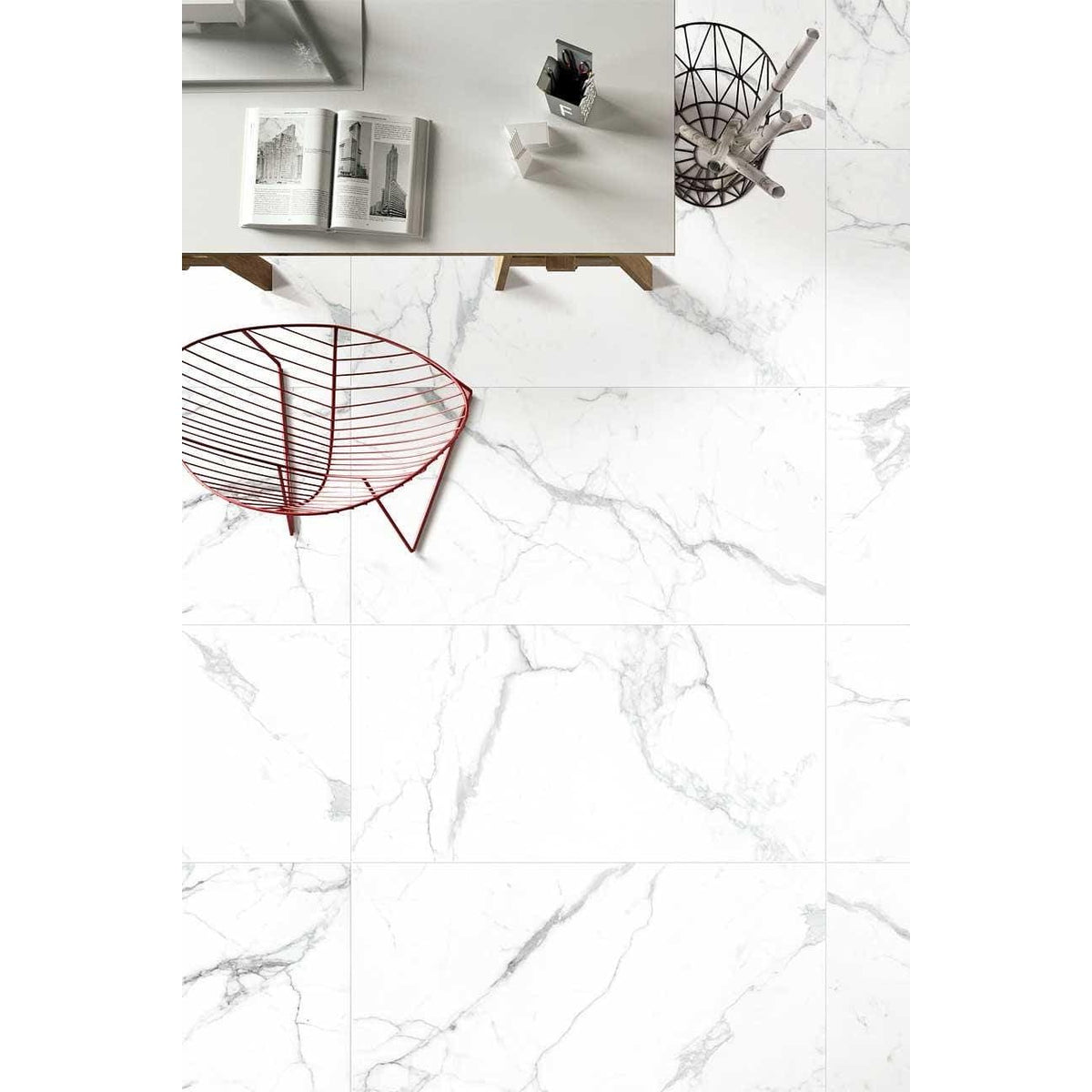 White marble effect python ariston porcelain gloss floor tiles with subtle gray veining