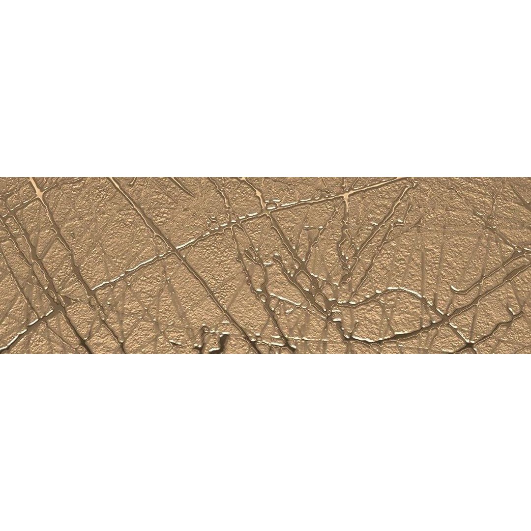 Reflect auro sketch 20 x 60cm gold-toned textured tile with a crackled glossy finish for wall and floor use