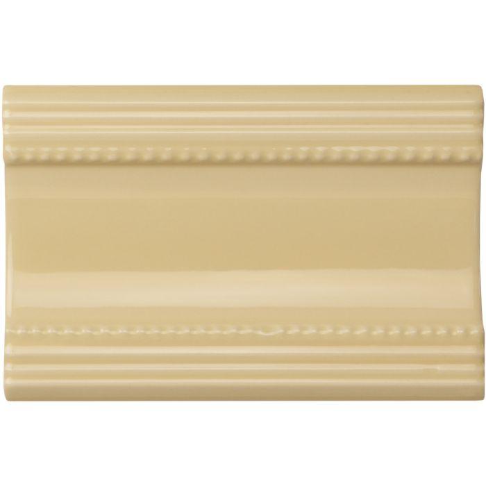 Regency Cream plain cornice cream-colored ceramic tile with glossy finish and decorative beaded molding edges