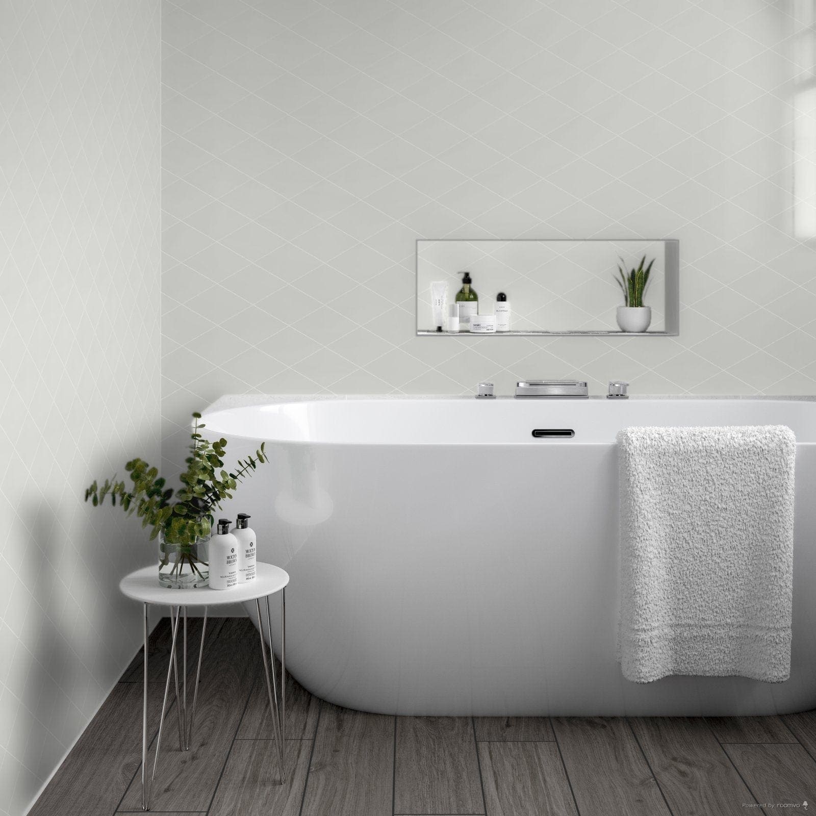 Rhomboid White Ceramic Wall Tile