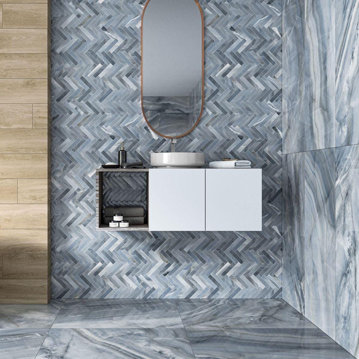 Modern white Rodas Smerato floating vanity with sleek minimalist design and integrated sink 120 by 60 cm