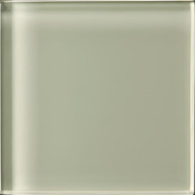 Sala Clear Glass 100 x 100mm translucent sage green glass tile with smooth slightly reflective surface