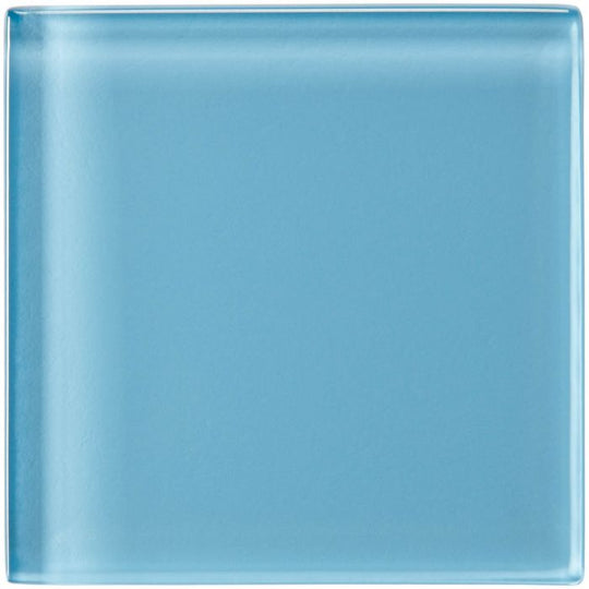 Seine clear glass tile 100 x 100mm translucent light blue with smooth rounded edges and glossy finish