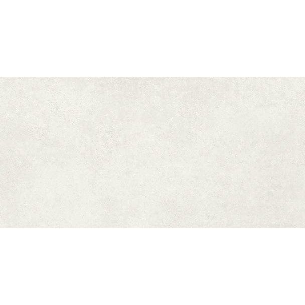 A rectangular off-white ceramic tile with a subtle textured surface from select bianco matt 30 x 60cm collection