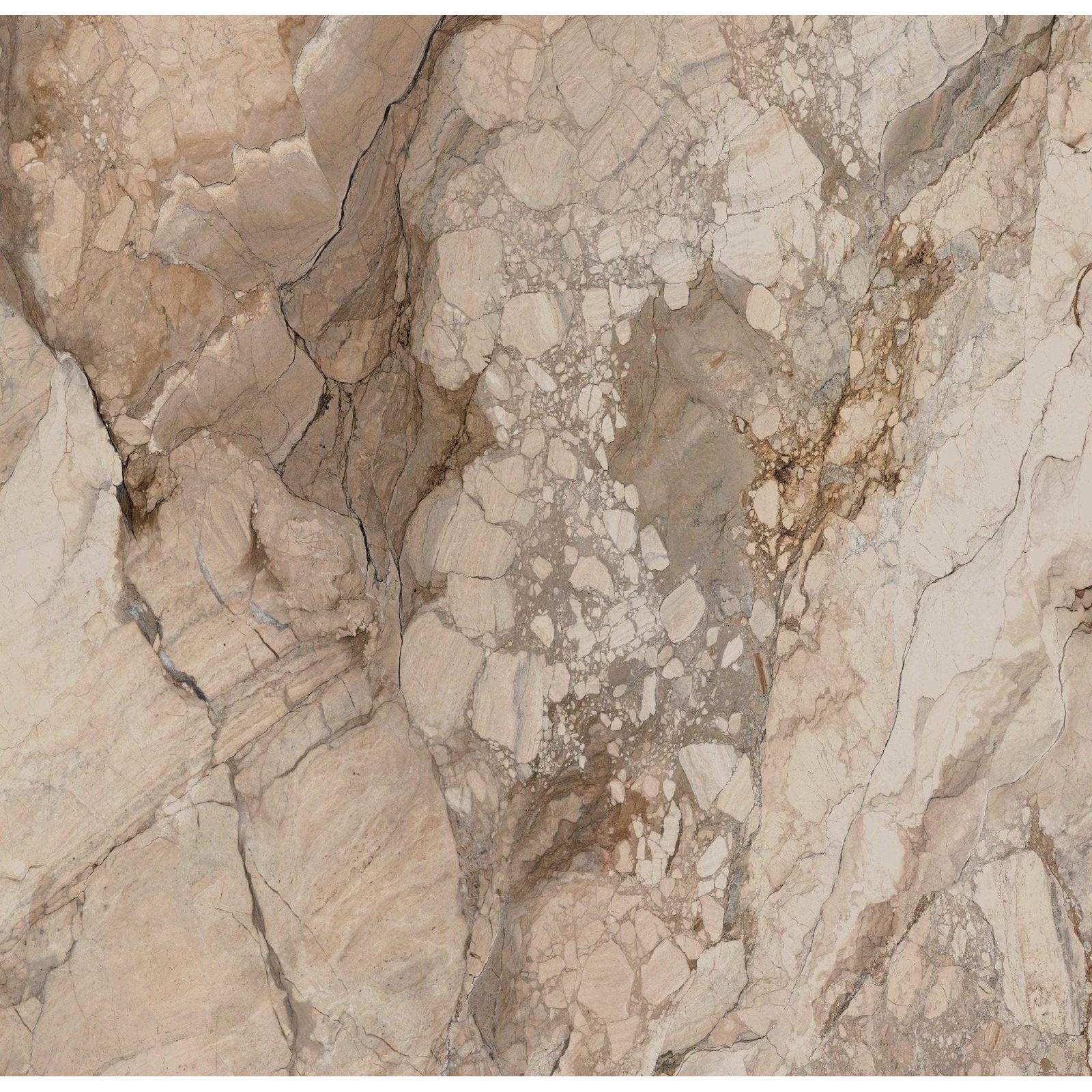 Serie Ankara polished beige and taupe marble tile with natural cracked stone pattern for flooring and walls
