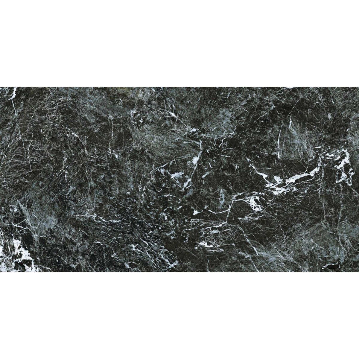 Serie Saint Denis polished black marble tile with intricate white and gray veining for elegant interiors